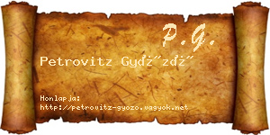 Petrovitz Győző névjegykártya